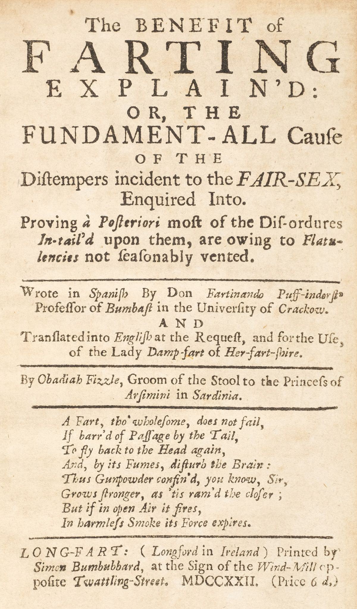 The Benefit of Farting Title Page